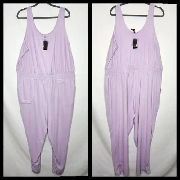 3X 22W 24W Torrid Purple Jumpsuit Romper One piece Terrycloth Lounge Cover Up Sw